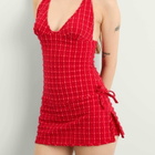 Peachy Den Women's Cindy Halter Skort Dress in Lipstick