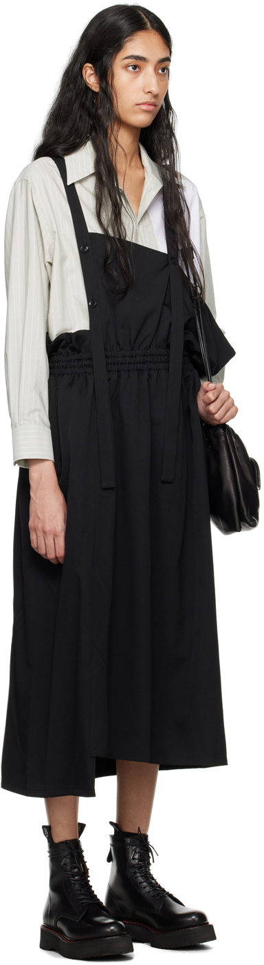 Y's Black Asymmetric Midi Dress