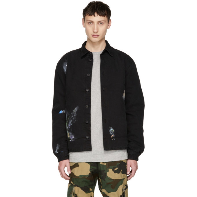 Photo: Off-White Black Vintage Paint Work Jacket