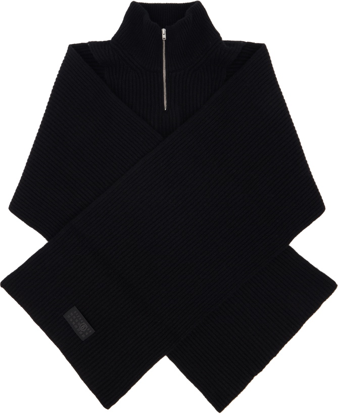 Photo: MM6 Maison Margiela Black Fisherman Knit Camionneur Scarf