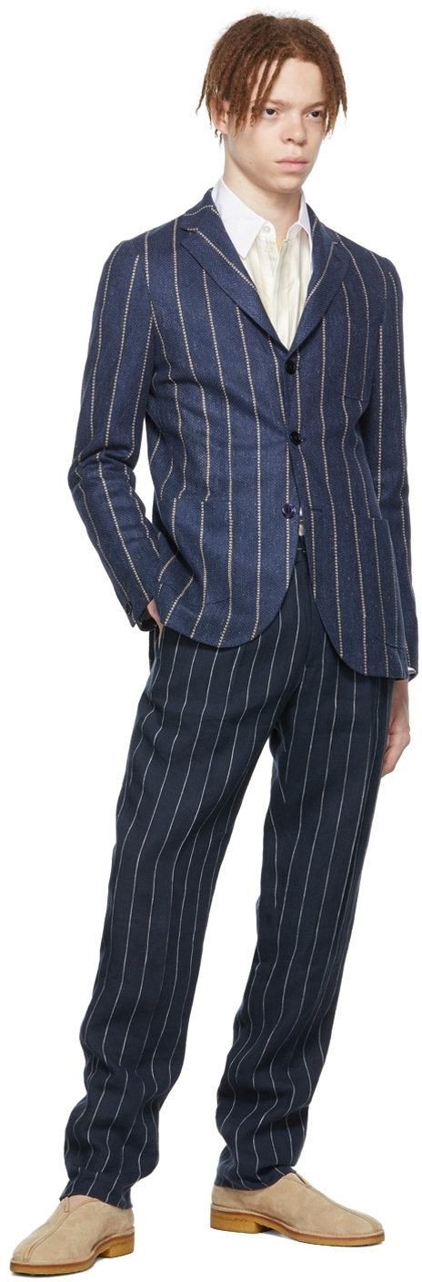 Ring Jacket Navy Linen Trousers