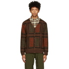 BEAMS PLUS Brown Double Jacquard Cardigan