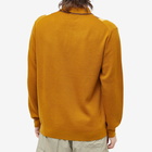 Beams Plus Men's Stripe Knit Long Sleeve Polo Shirt in Mustard