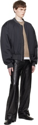 Entire Studios Gray Cropped Broad Suiting Bomber Jacket