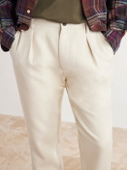 Mr P. - Tapered Pleated Cotton and Cashmere-Blend Trousers - Neutrals
