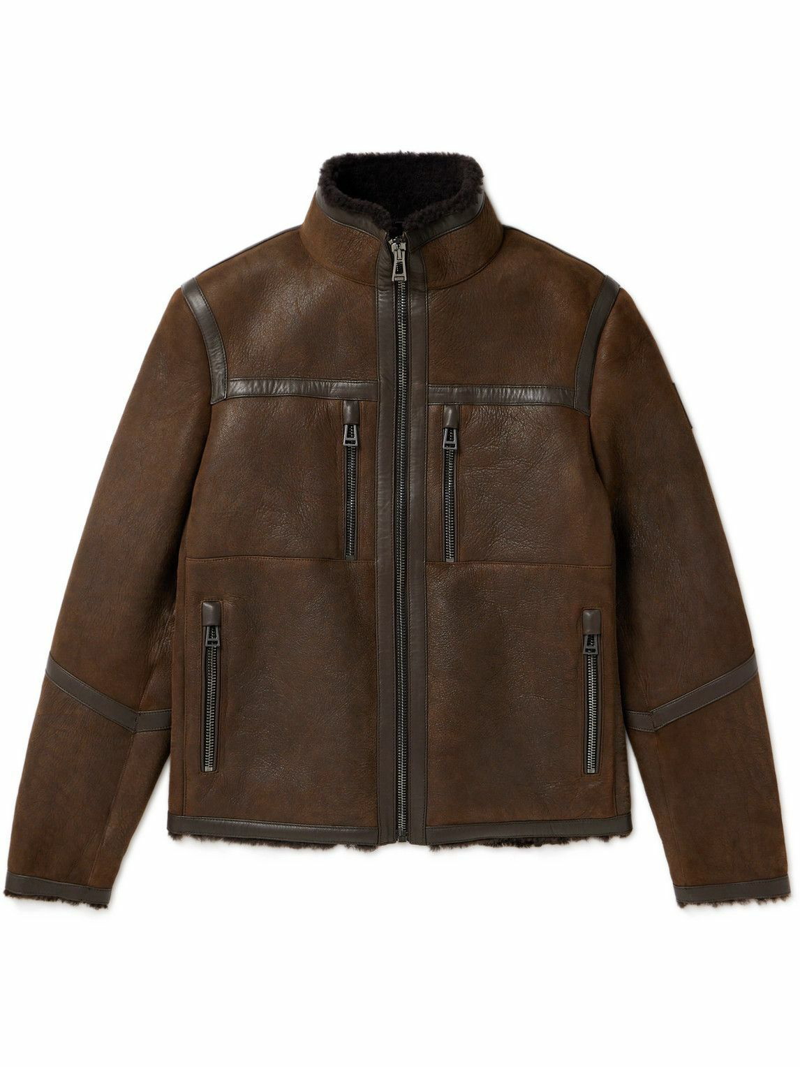 Belstaff - Tundra Leather-Trimmed Shearling Jacket - Brown Belstaff