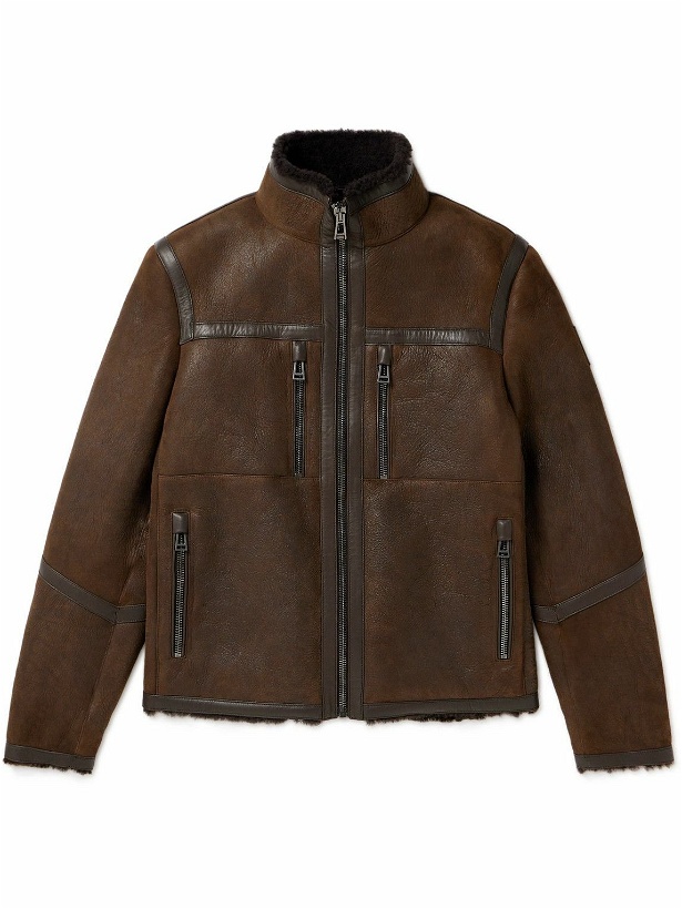 Photo: Belstaff - Tundra Leather-Trimmed Shearling Jacket - Brown