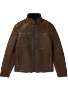 Belstaff - Tundra Leather-Trimmed Shearling Jacket - Brown