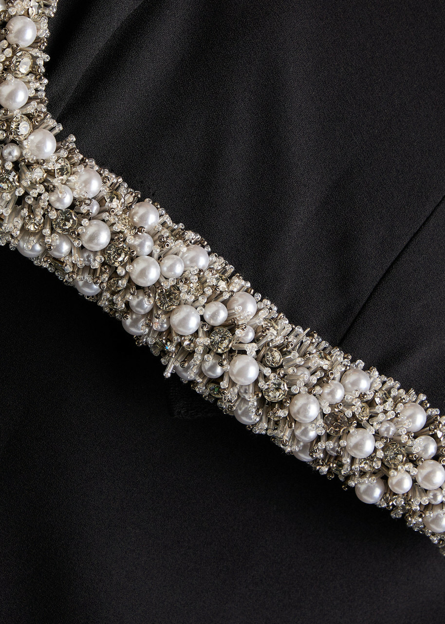 Simkhai Riona Embellished Strapless Crepe Gown Black
