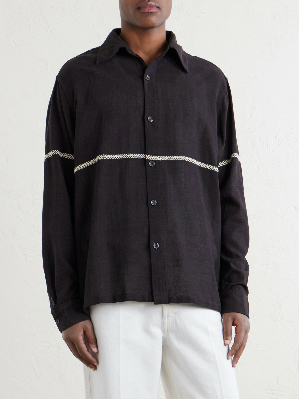 Kartik Research - Rabari Embroidered Cotton Shirt - Brown
