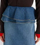 Plan C Peplum denim midi skirt