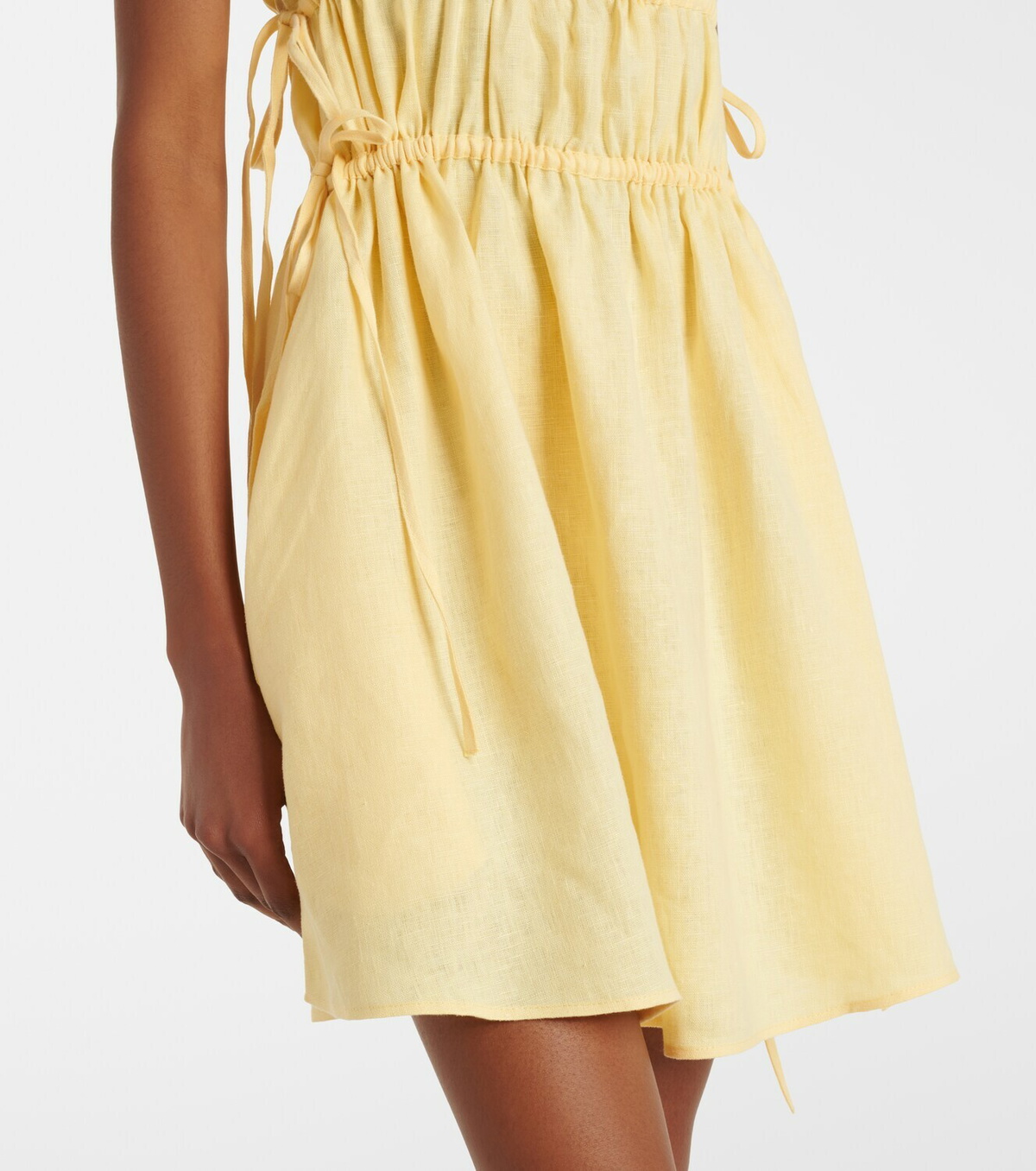 Asceno Como gathered linen minidress