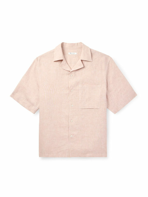 Photo: Loro Piana - Federico Camp-Collar Linen Shirt - Orange