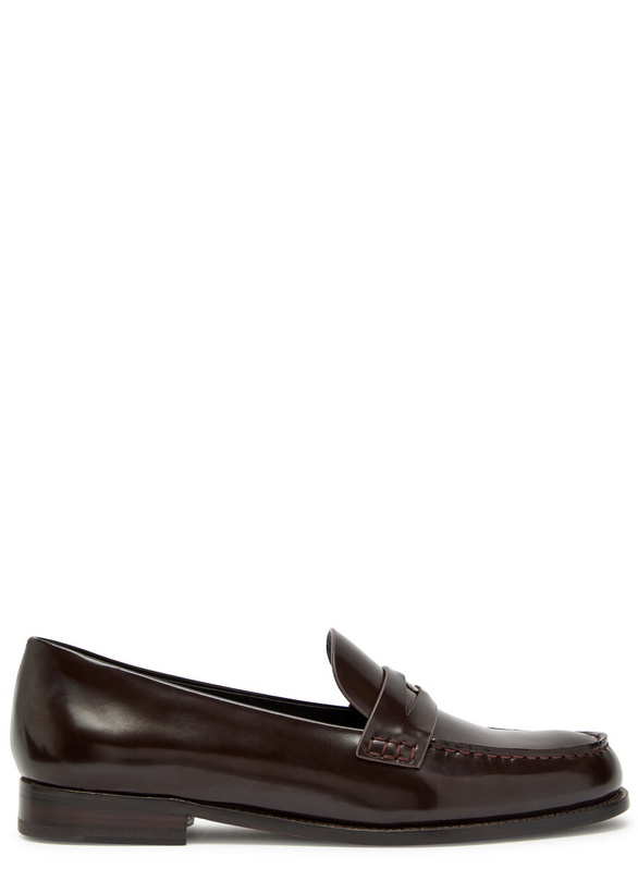 Photo: Tory Burch Classic Penny Glossed Leather Loafers Brown