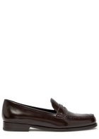 Tory Burch Classic Penny Glossed Leather Loafers Brown