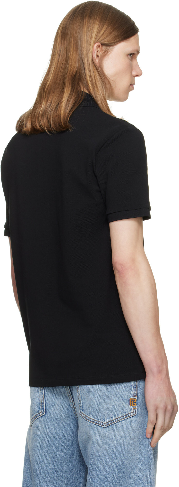 BALMAIN Black Small Vintage Embroidered Polo
