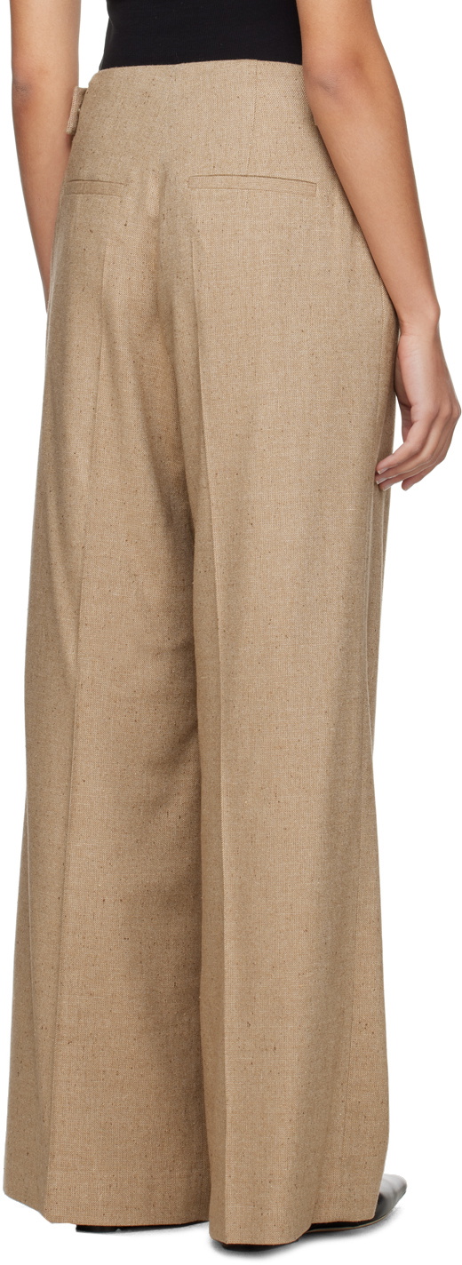 REMAIN Birger Christensen Beige Wide-Leg Trousers