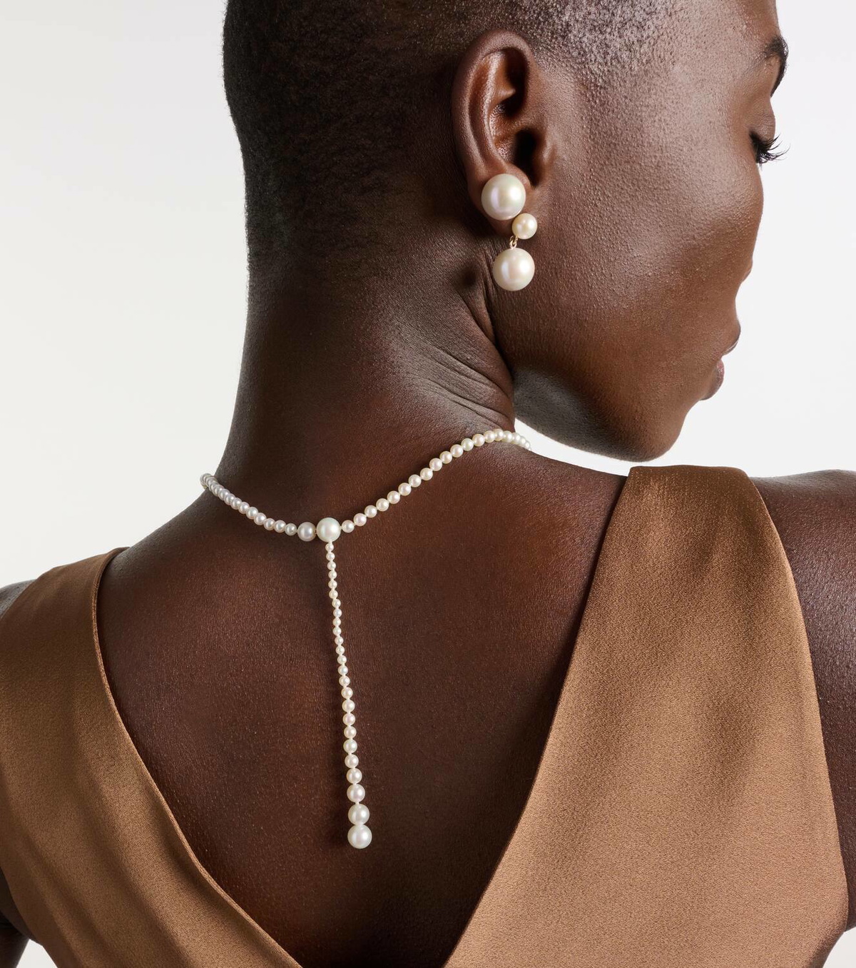 Sophie Bille Brahe La Belle Moon 14kt gold necklace with pearls