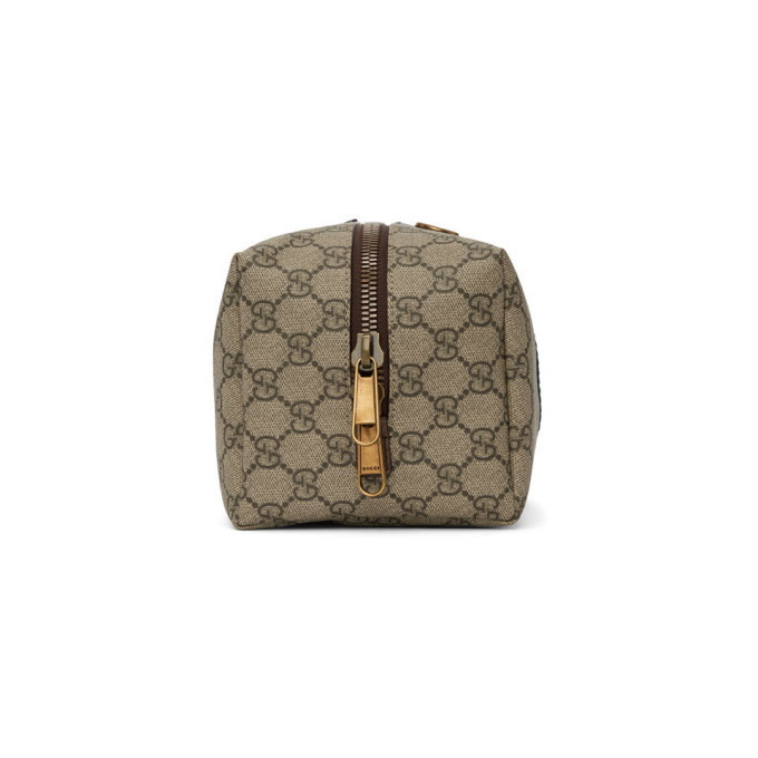 Gucci Ophidia Toiletry Pouch GG Coated Canvas Large Brown