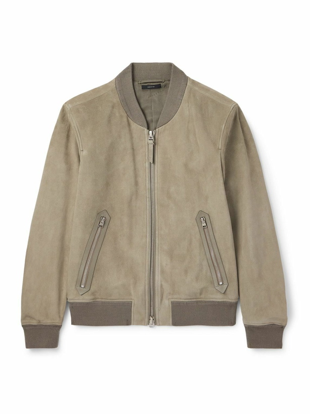 Photo: TOM FORD - Suede Bomber Jacket - Green