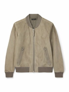 TOM FORD - Suede Bomber Jacket - Green