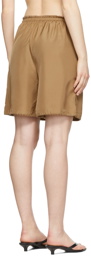 TOTEME Tan Silk Embroidered Shorts