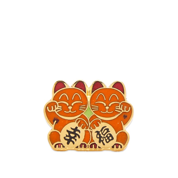 Photo: BEAMS JAPAN Lucky Cat Pin Badge in Orange