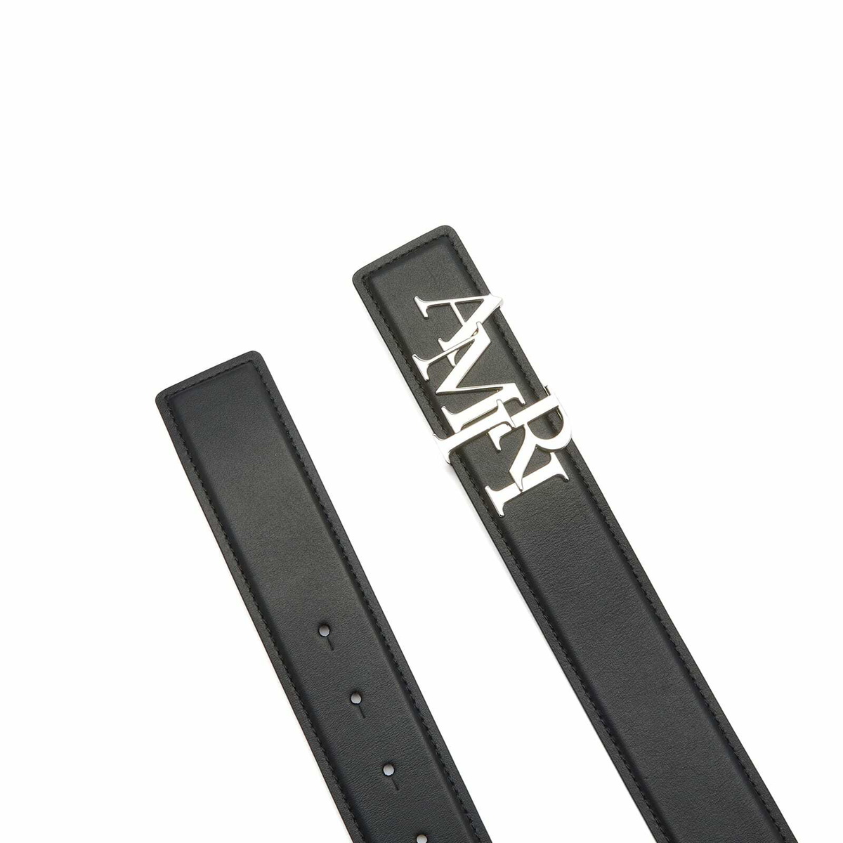 AMIRI Men's 4cm Staggered Logo Belt in Black/Nickel Amiri