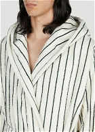 Tekla - Striped Hooded Bath Robe in White