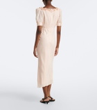 Alessandra Rich Bow-detail ruffled silk jacquard midi dress
