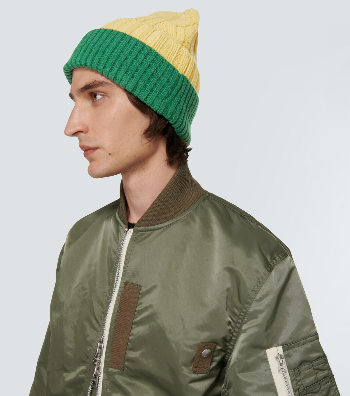 Sacai - Cable-knit wool-blend beanie