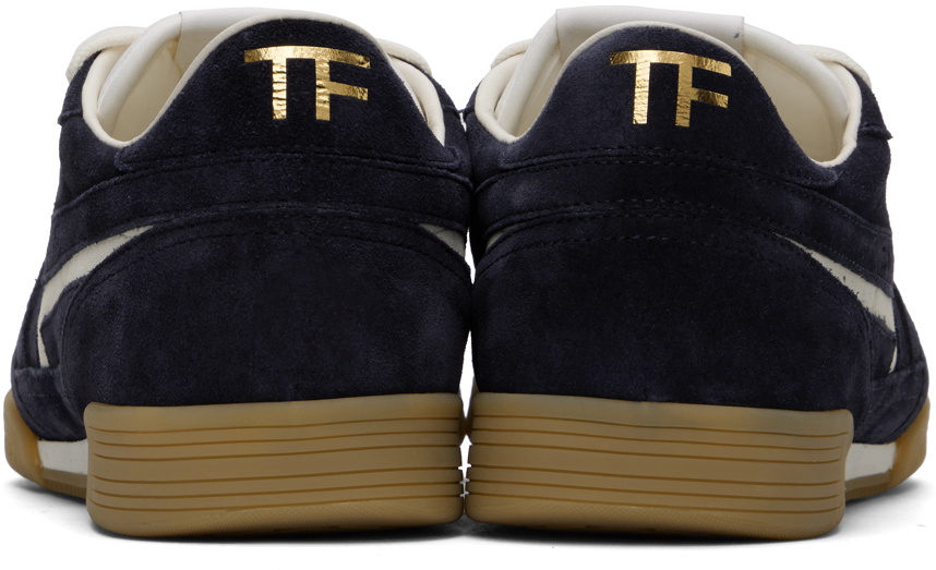 TOM FORD 26S JACKSON SNEAKERS IN WHITE AND BLUE SUEDE