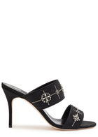 Manolo Blahnik Ralota 90 Crystal-embellished Crepe de Chine Mules Black