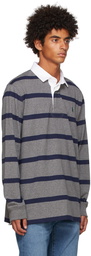 Polo Ralph Lauren Grey & Navy Rugby Long Sleeve Polo