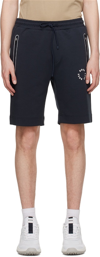 Photo: BOSS Navy Bonded Shorts