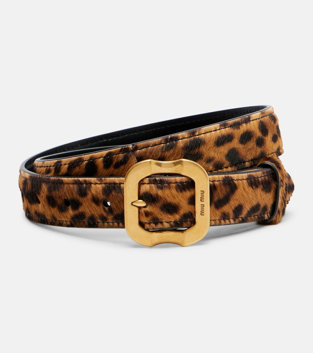 Miu Miu Leopard-print calf hair belt