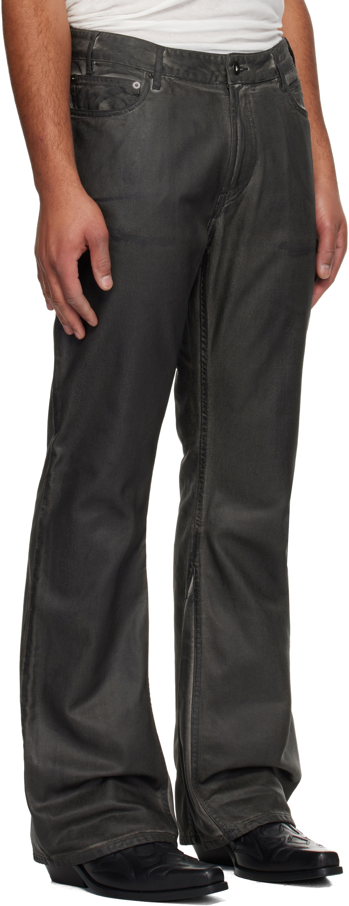 Det Blev Sent Gray Garment-Dyed Waxed Jeans