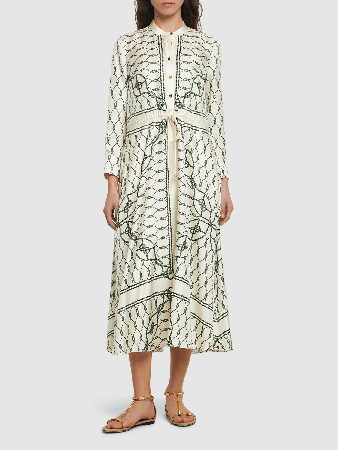 TORY BURCH Printed Silk Long Shirt Dress Tory Burch