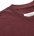 Maison Margiela - Logo-Appliquéd Mélange Cotton-Jersey T-Shirt - Burgundy