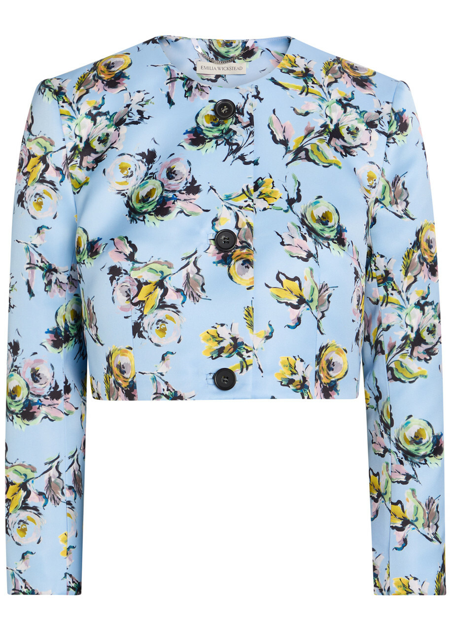 Emilia Wickstead Lizette Floral-print Duchess-satin Jacket Green