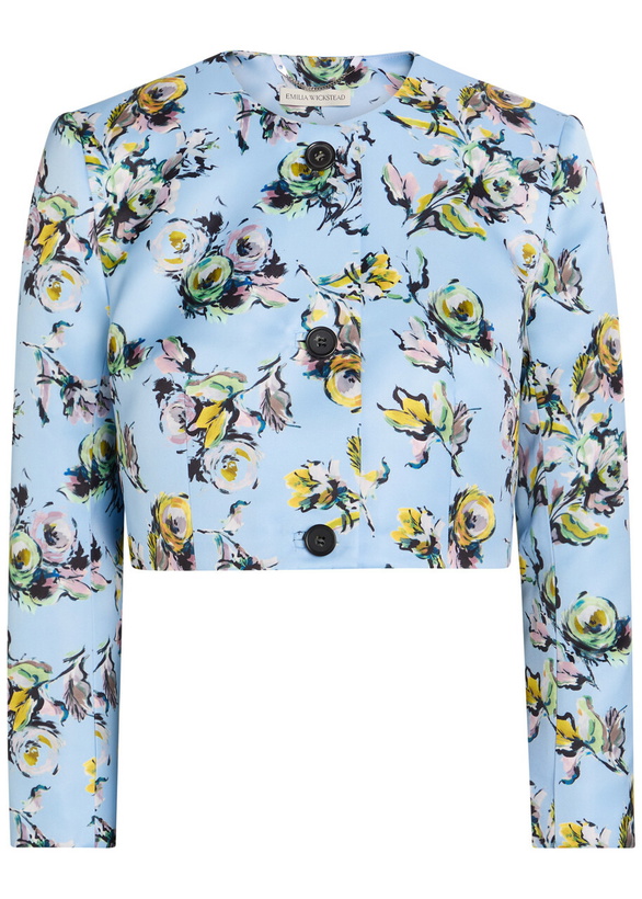 Photo: Emilia Wickstead Lizette Floral-print Duchess-satin Jacket Green