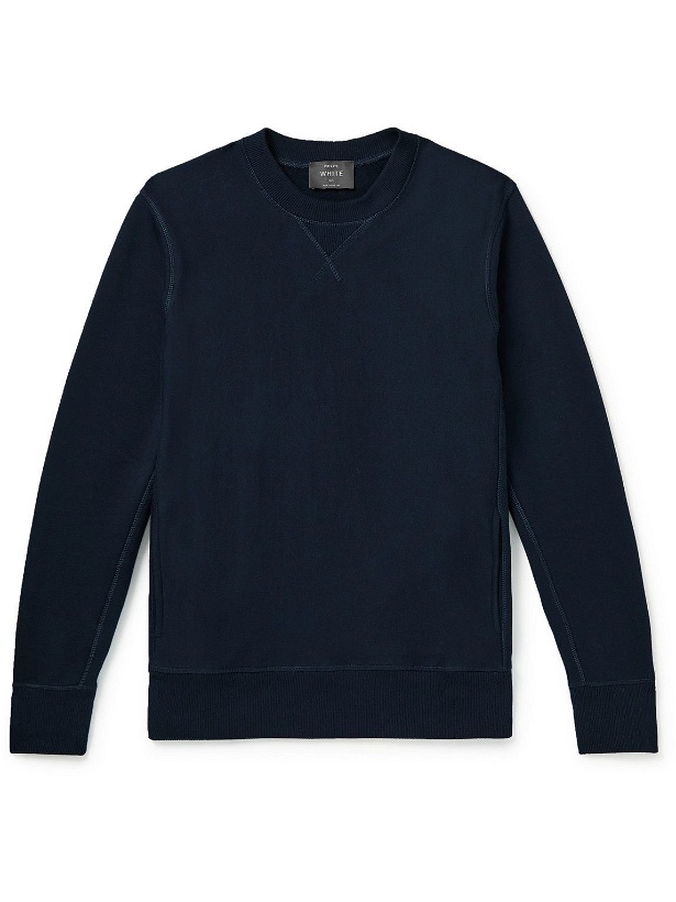 Photo: Private White V.C. - Cotton, Wool and Cashmere-Blend Jersey Sweatshirt - Blue