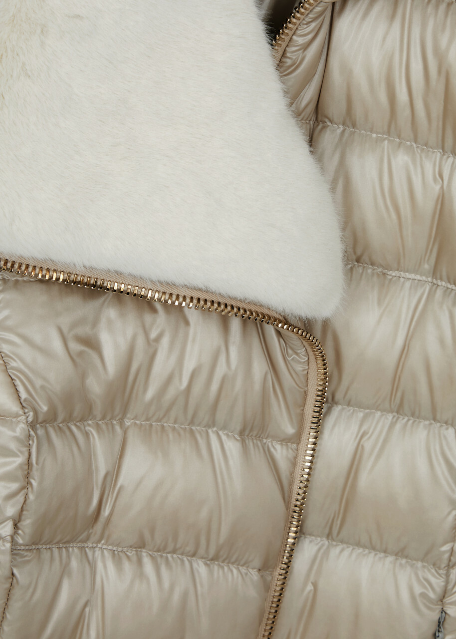 Herno Quilted Faux Fur-trimmed Shell Jacket Cream