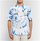 The Elder Statesman - Printed Tie-Dyed Cashmere and Silk-Blend T-Shirt - Blue