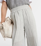 Brunello Cucinelli Low-rise linen-blend wide-leg sweatpants