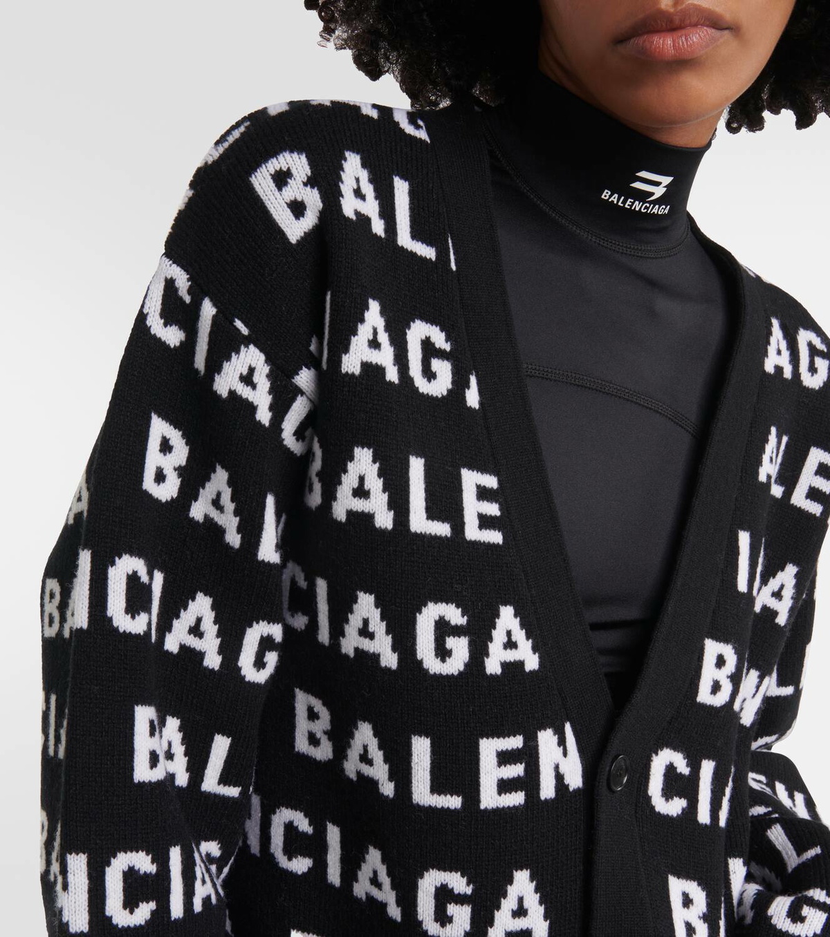 Balenciaga Logo jacquard wool-blend cardigan Balenciaga