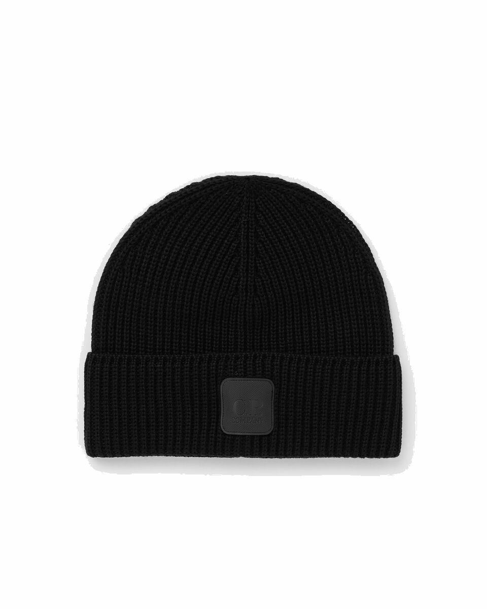 Photo: C.P. Company Metropolis Series Extra Fine Merino Wool Logo Beanie Black - Mens - Beanies