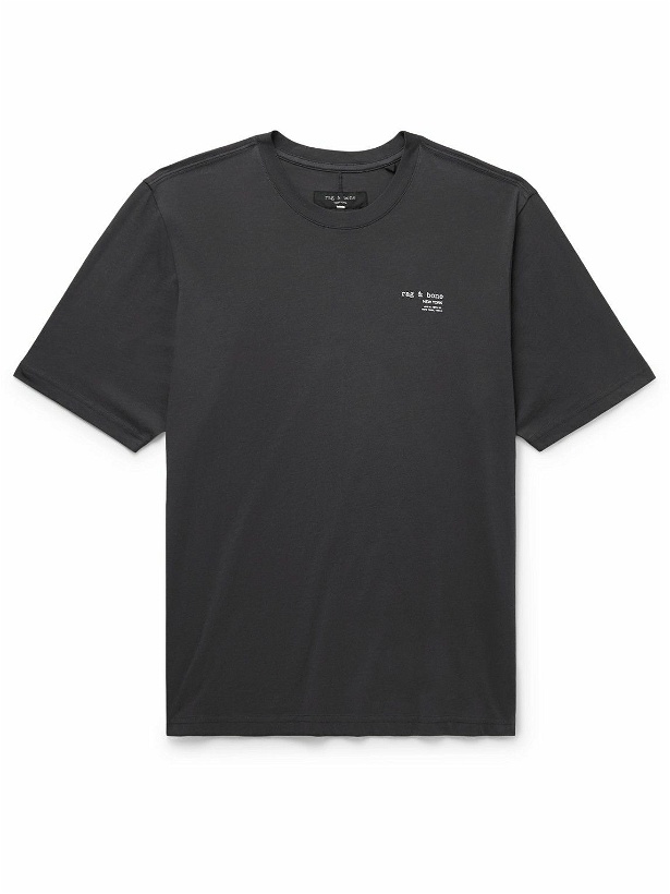 Photo: Rag & Bone - 425 Logo-Print Cotton-Jersey T-Shirt - Gray