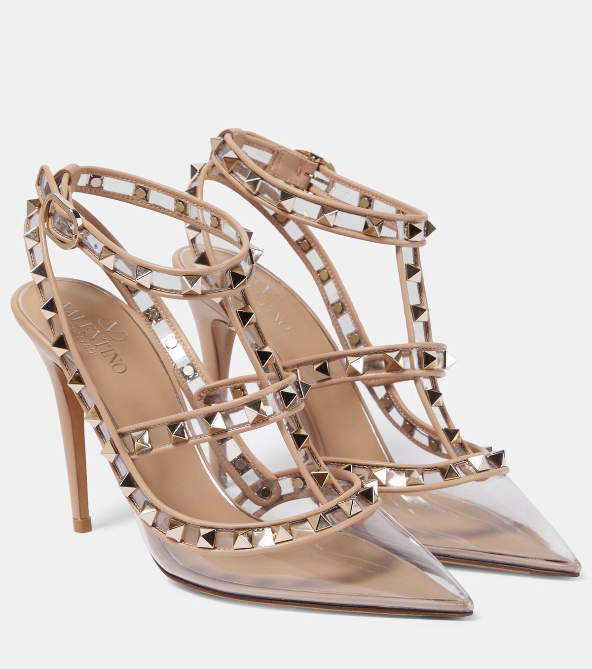 【関税&送料込】Valentino Garavani Pvc And Leather Rockstud Valentino Garavani Rockstud leather and PVC pumps Valentino