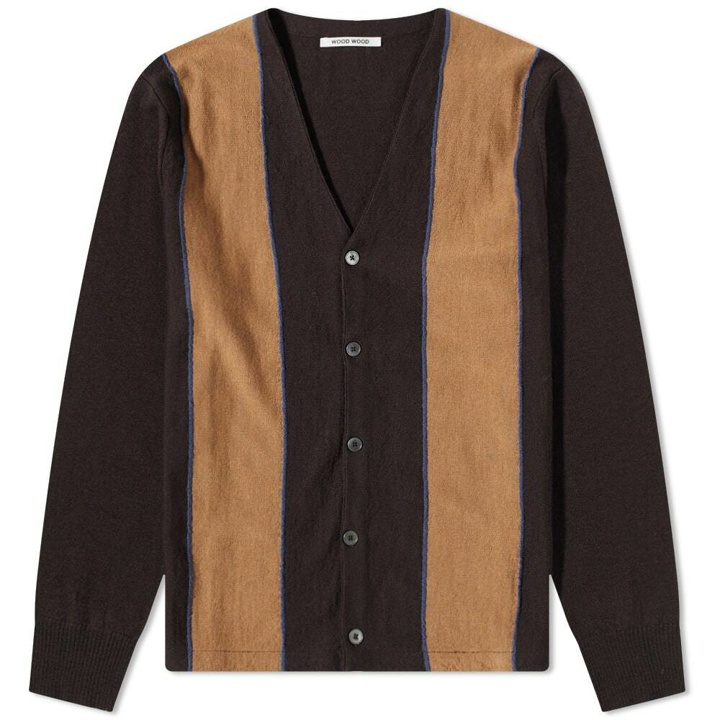 Photo: Wood Wood Men's Mario Striped Cardigan in Taupe